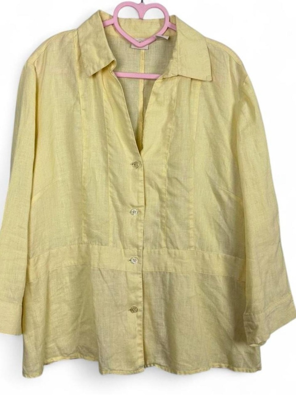 Light Yellow Linen Button-Down Blouse